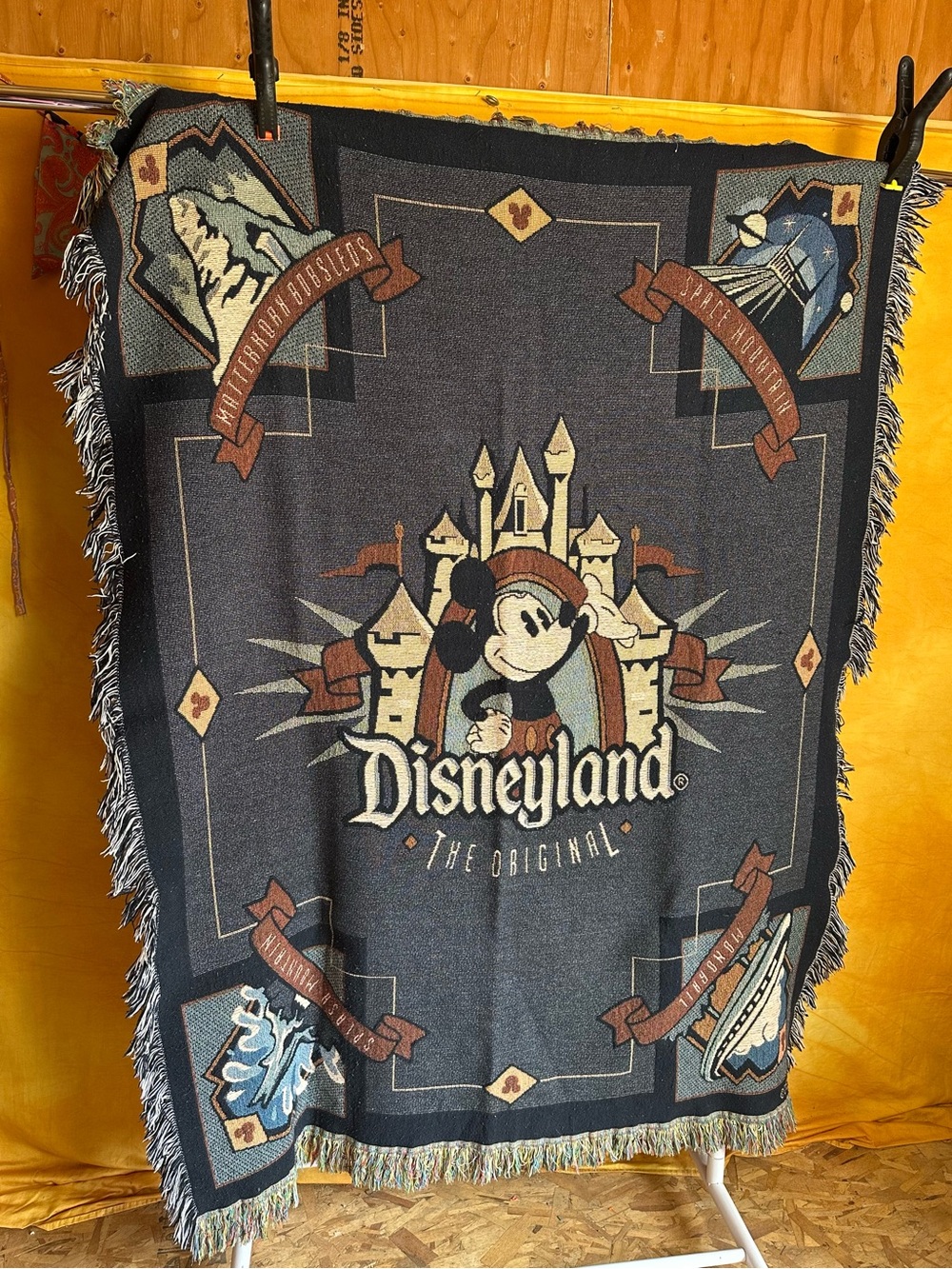 Disneyland The Original Mickey Castle Woven Throw Blanket - Navy/Tan